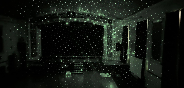 Kindred Spirit Investigations night time laser grid pen in abandoned building